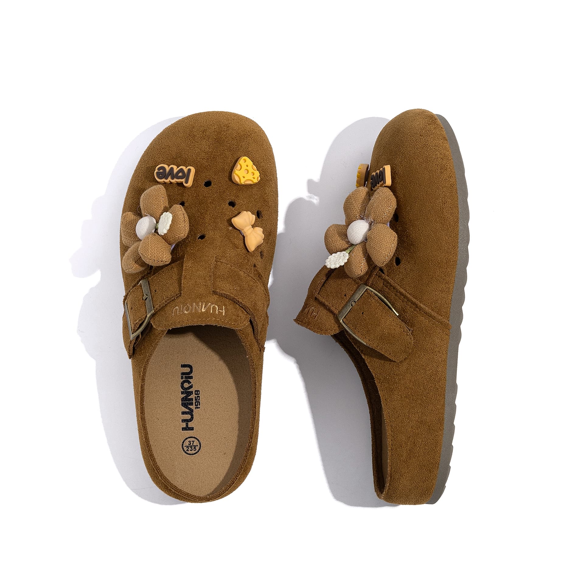 Сандалии HUANQIU ПВХ с вырезами Обувь Birkenstock Женская Коричневая - изображение 5