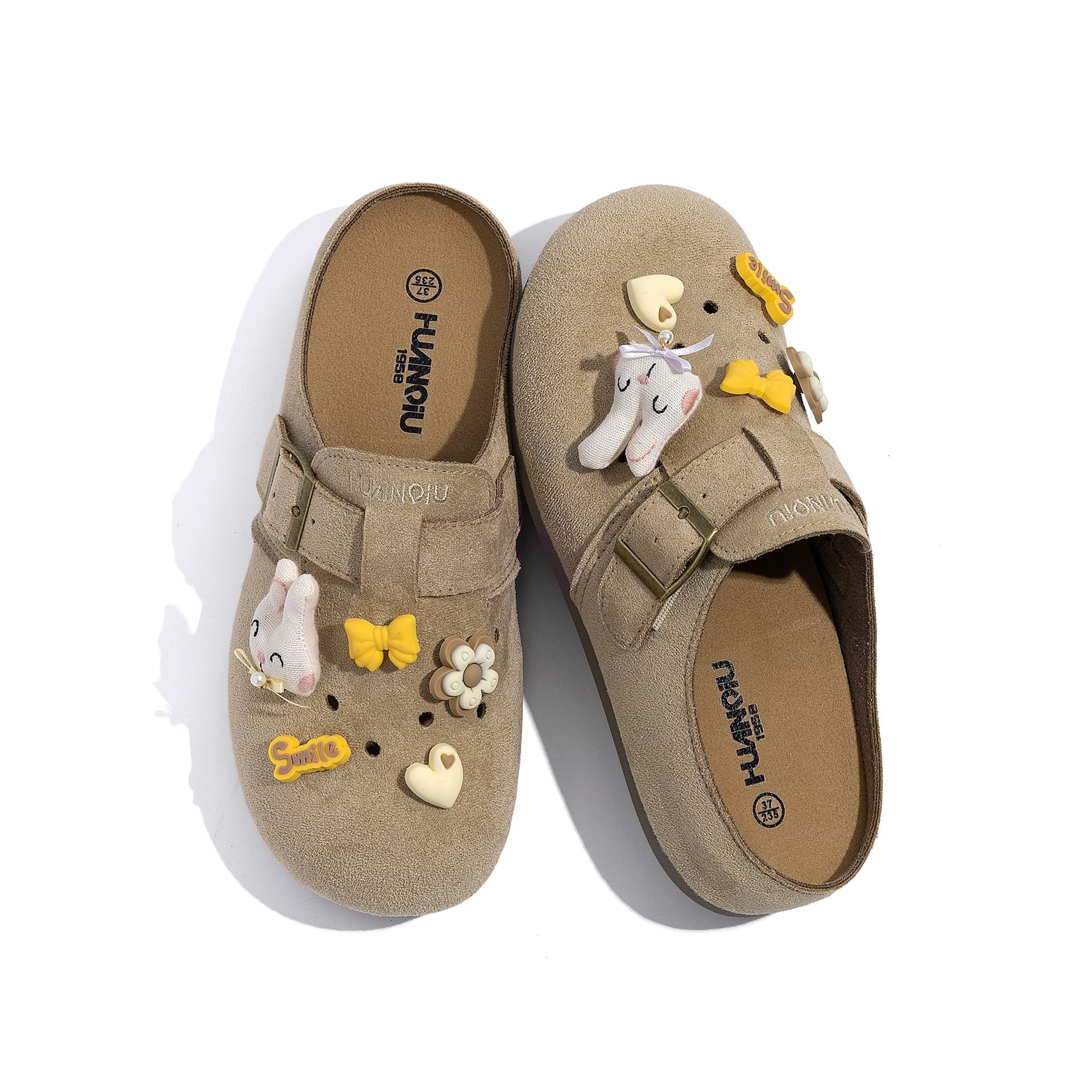 Сандалии HUANQIU ПВХ с вырезами Обувь Birkenstock Женская Абрикос - изображение 4