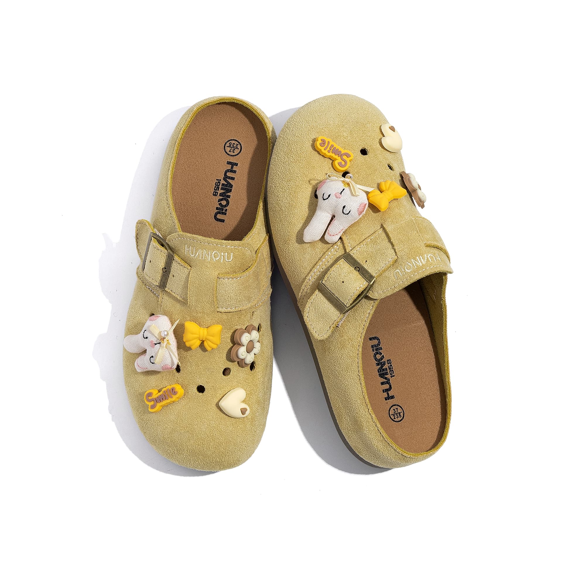 Сандалии HUANQIU Пластик с вырезами Обувь Birkenstock Женская Имбирно-желтая - изображение 6