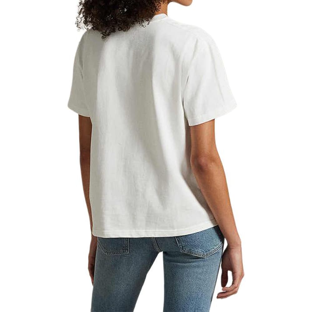 Футболка Polo Ralph Lauren SS25 Однотонная Круглый вырез Пони Логотип Короткий рукав Т-рубашка Женская Белая Свободный крой - изображение 3