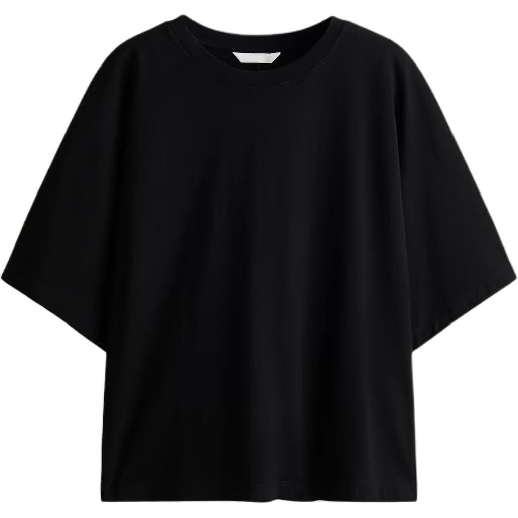 Футболка H&M Повседневный мягкий трикотаж Однотонный Круглый вырез Короткий рукав Футболка Женский - изображение 1