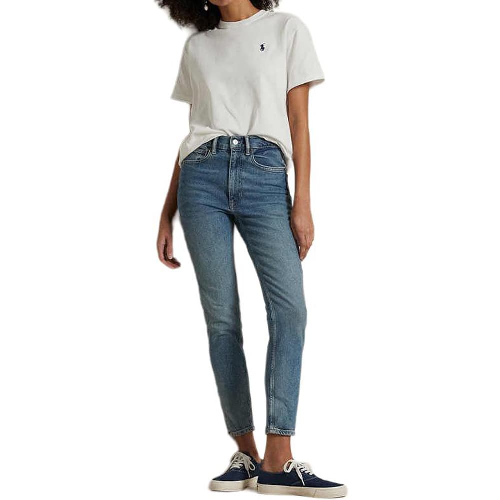 Футболка Polo Ralph Lauren SS25 Однотонная Круглый вырез Пони Логотип Короткий рукав Т-рубашка Женская Белая Свободный крой - изображение 4