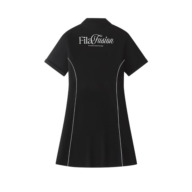 Платье FILA FUSION QR Короткий Sleeved Платье Женские Глубокий черный - изображение 2