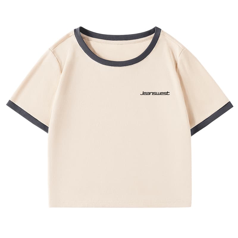 Футболка JEANSWEST Абрикосовый Серый Женские T-рубашки - изображение 1