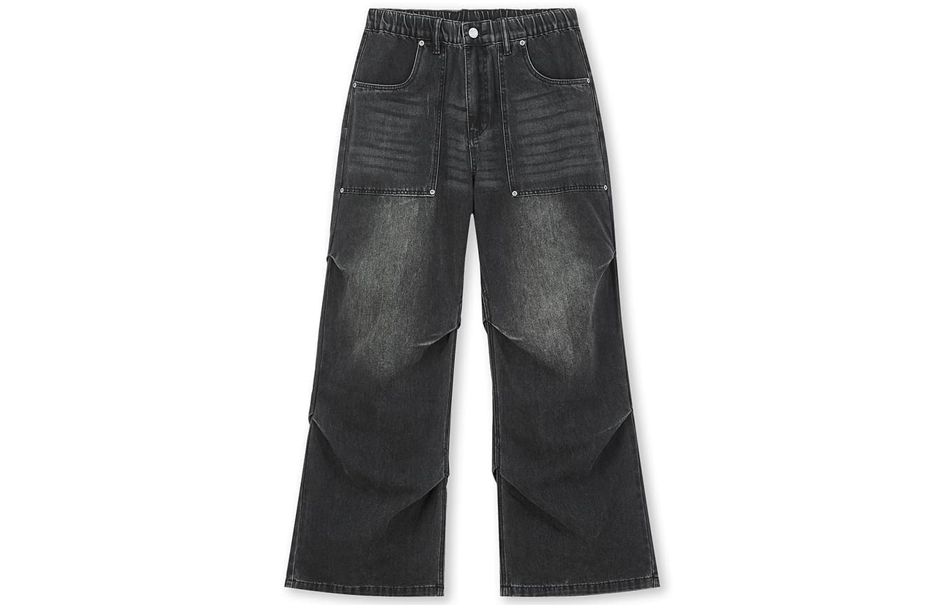Штаны BONELESS Cut Wash Black Unisex Jeans БЕЗШОВНЫЙ крой промытый черный унисекс джинсы - изображение 1