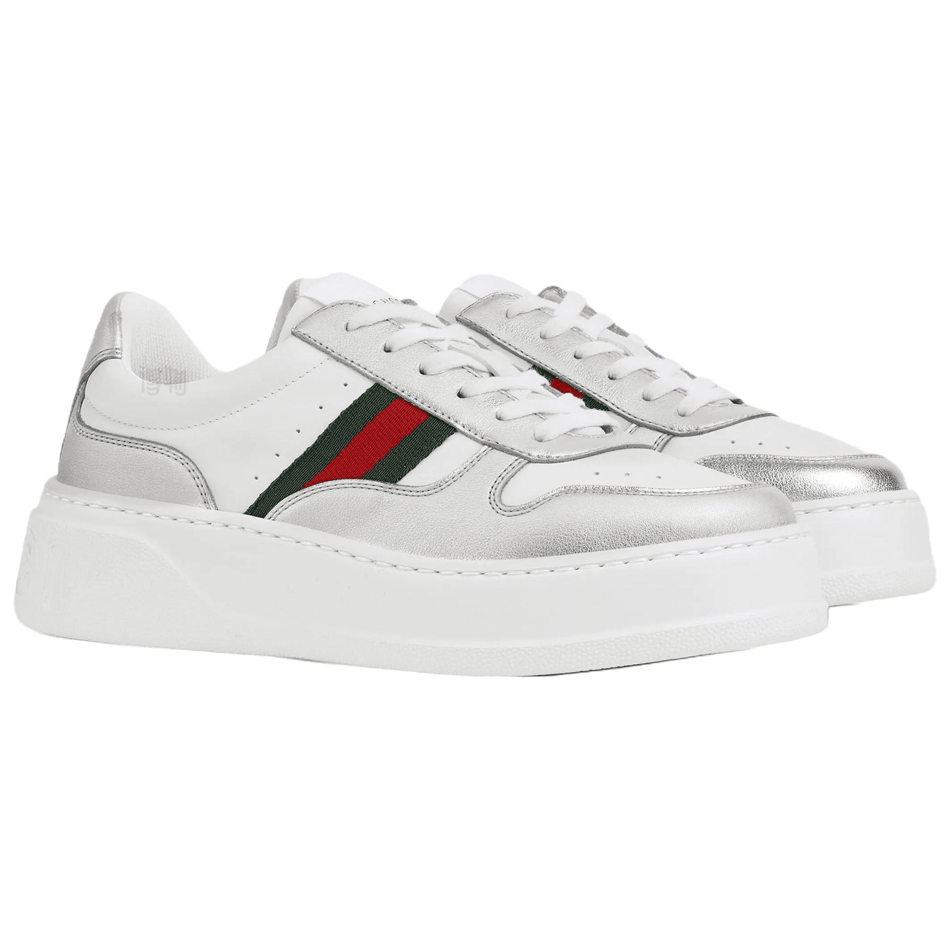 Кроссовки Gucci Leather Lace-Up Low Top Sneakers White - изображение 3