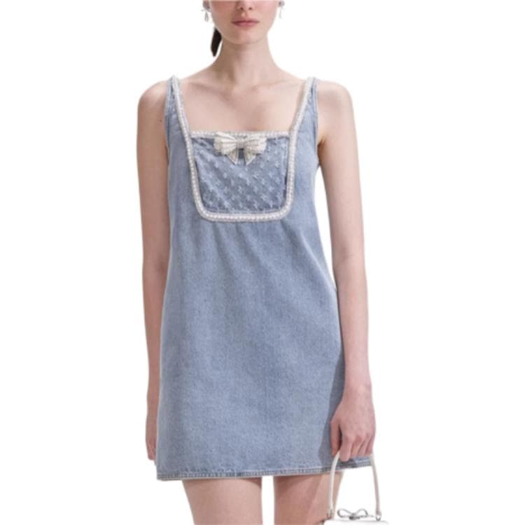 Self Portrait Slip Dress Женское Светло-Синий Деним - изображение 2