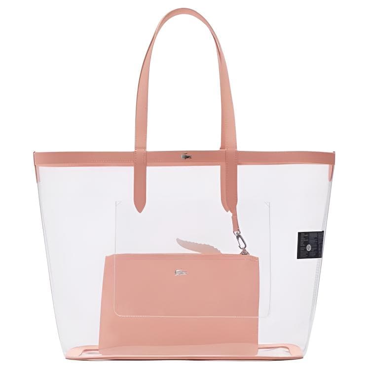 Мини-сумка Сумка LACOSTE PVC Tote Сумка для покупок Сумка через плечо Большая женская Прозрачная и Розовая - изображение 3