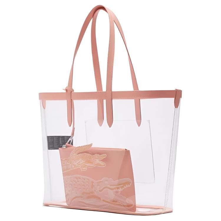 Мини-сумка Сумка LACOSTE PVC Tote Сумка для покупок Сумка через плечо Большая женская Прозрачная и Розовая - изображение 2