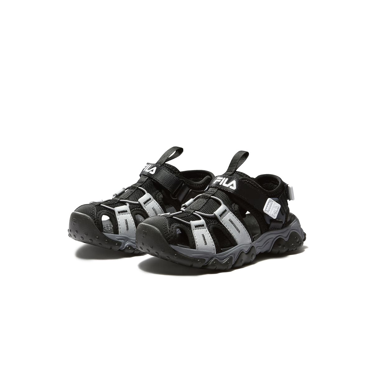 Сандалии FILA KIDS Синтетическая кожа текстиль Anti KICK устойчивый к истиранию дышащие сандалии Черный Космический серебристый - изображение 3