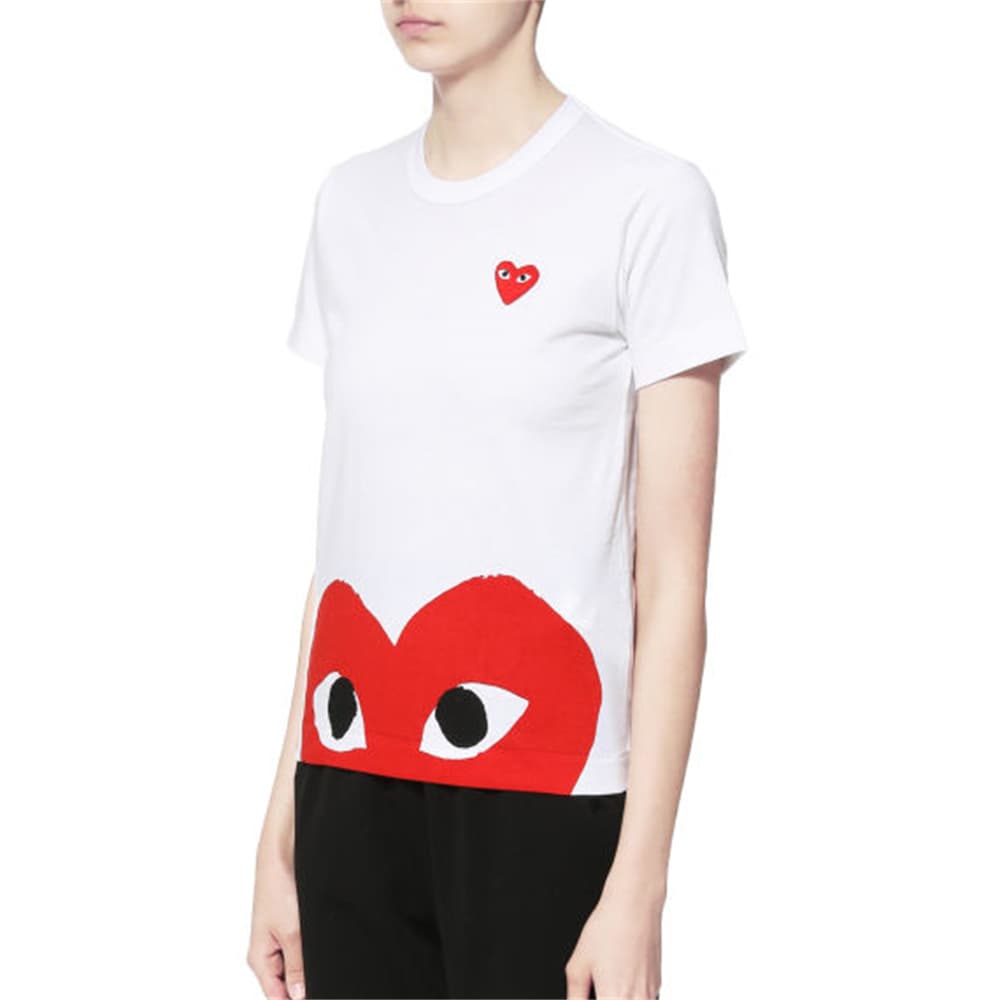 Футболка CDG Play Half Red Heart T-Shirt White - изображение 3