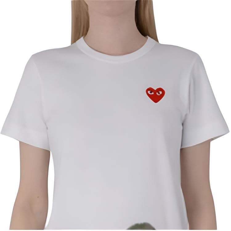Футболка CDG Play Camouflage Edge Heart Tee White - изображение 3