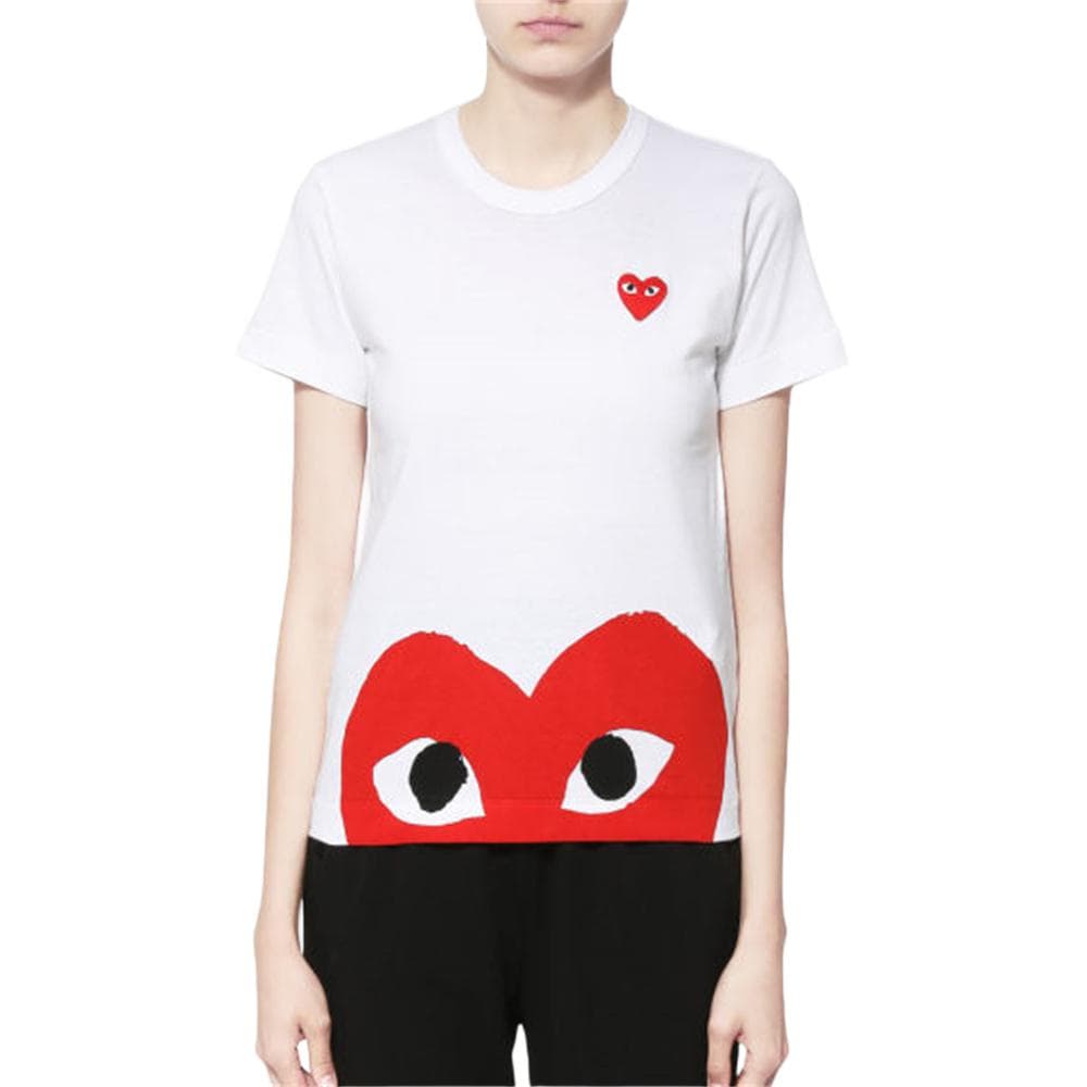 Футболка CDG Play Half Red Heart T-Shirt White - изображение 2
