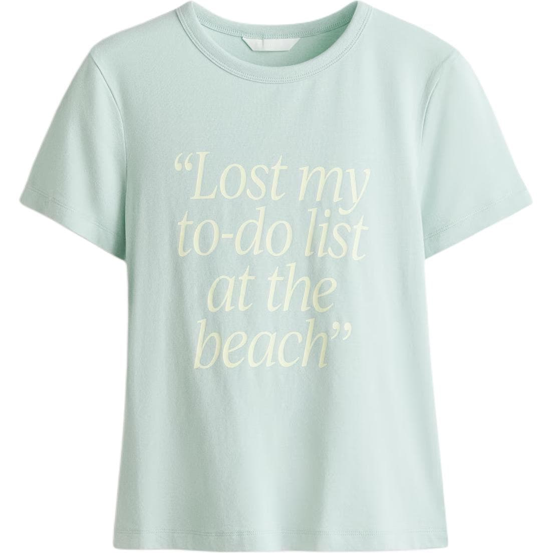Футболка H&M Повседневный приталенный мягкий трикотаж с буквами укороченный ребристый круглый вырез футболка женская - изображение 1