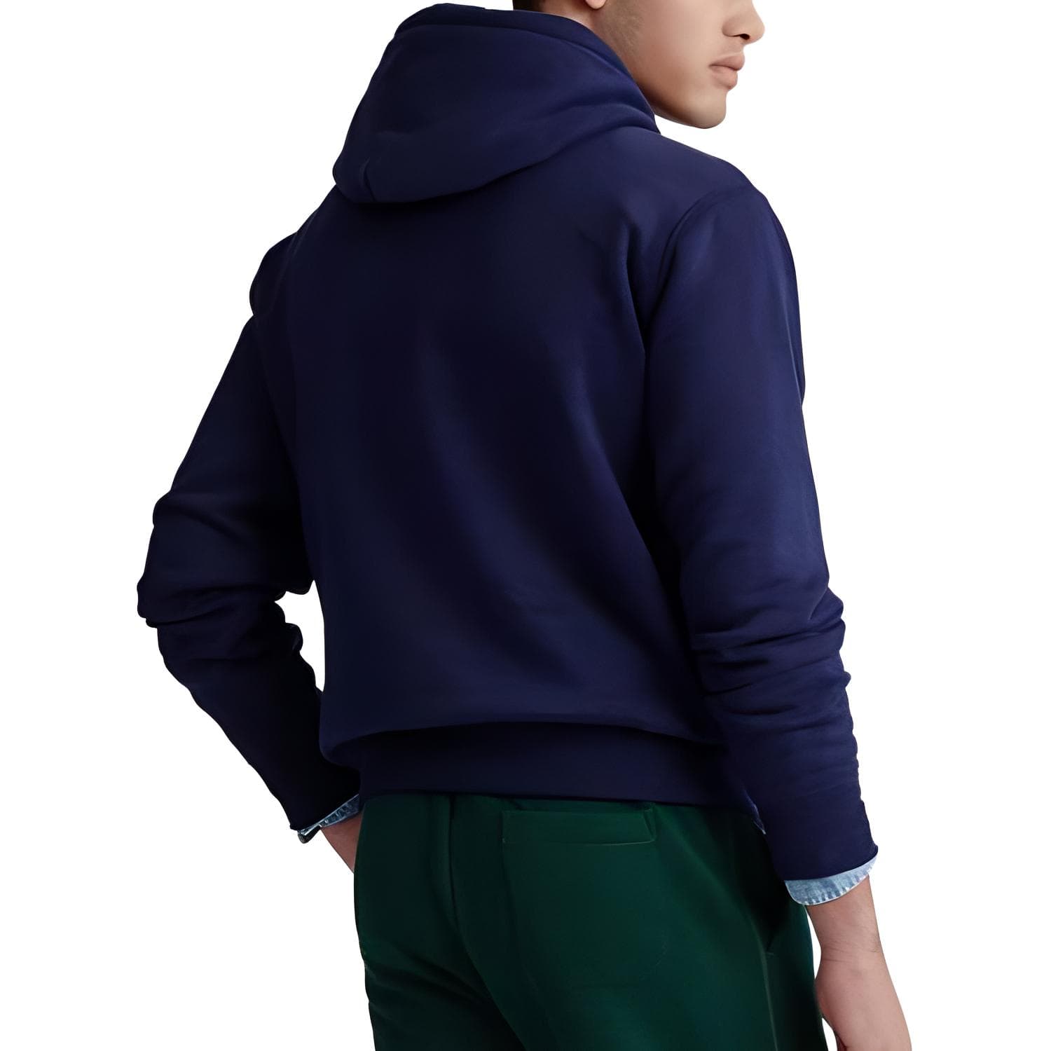 Худи Polo Ralph Lauren FW23 Поло с заплаткой капюшоном флисовой подкладкой длинный рукав Толстовка мужской морской синий - изображение 3