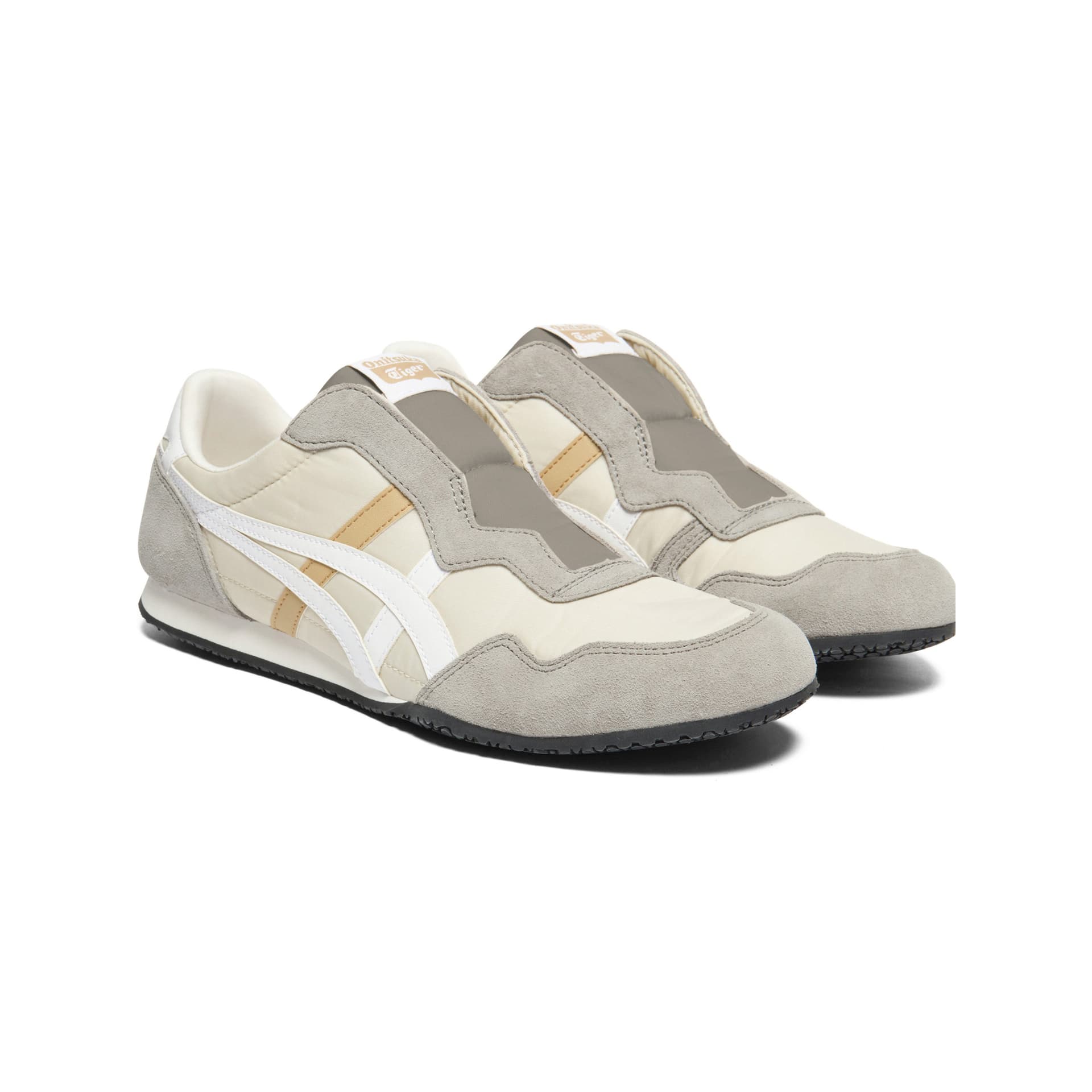 Кроссовки Onitsuka Tiger Serrano Slip-On Ткань Повседневная Обувь Унисекс Бежевый Белый - изображение 3