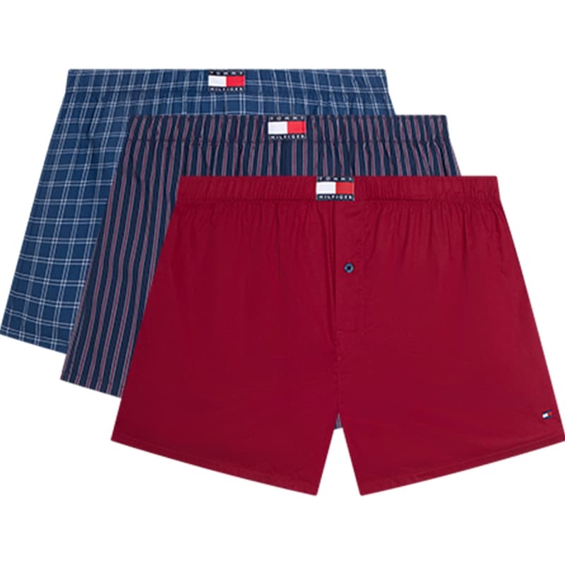 Трусы Tommy Hilfiger Красный Синий Белый В клетку Красно-синие полосы 0TK Мужские боксер-шорты - изображение 1