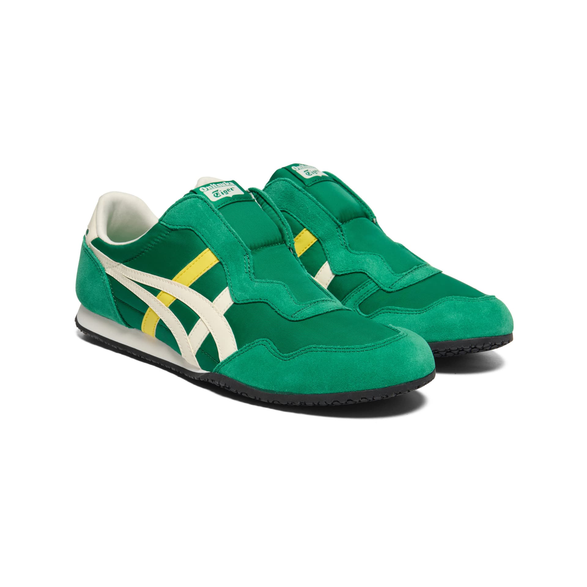Кроссовки Onitsuka Tiger Serrano Slip-On Ткань Повседневная Обувь Унисекс Зеленый Бежевый - изображение 3