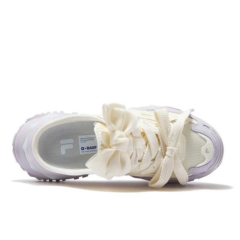 Сандалии FILA FUSION BIANCO MULE Женские тапочки кремово-белого ирисового фиолетового цвета - изображение 5