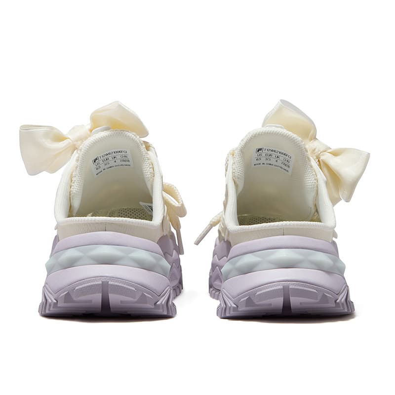 Сандалии FILA FUSION BIANCO MULE Женские тапочки кремово-белого ирисового фиолетового цвета - изображение 4