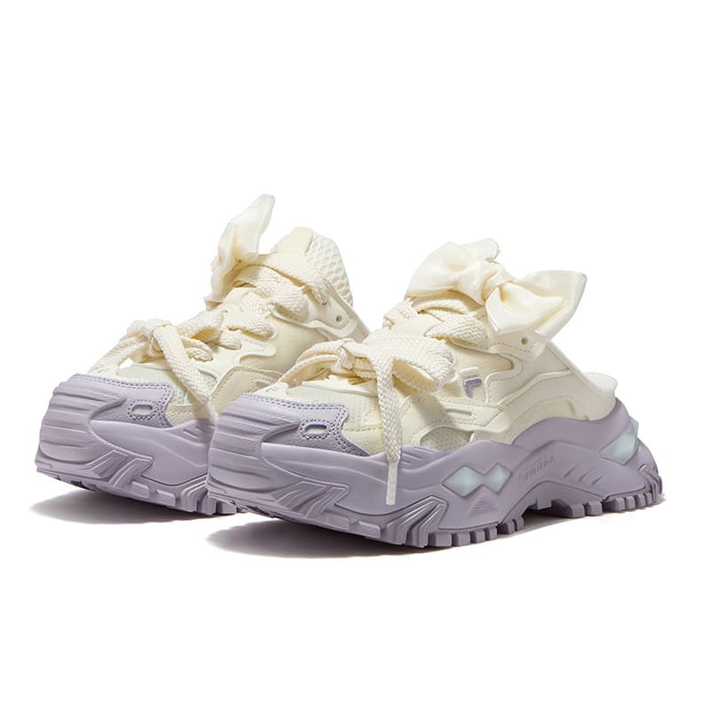 Сандалии FILA FUSION BIANCO MULE Женские тапочки кремово-белого ирисового фиолетового цвета - изображение 3