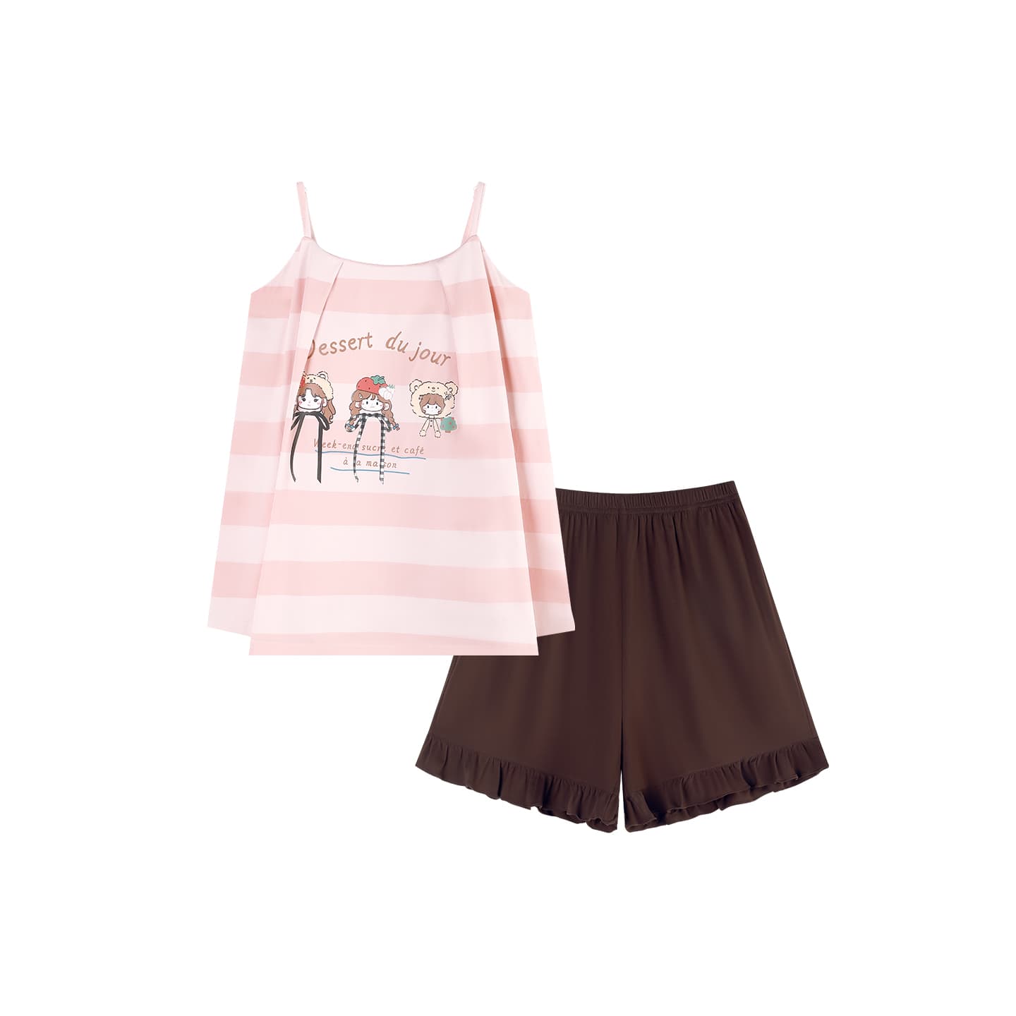 Пижама MIIOW Pink White Stripes Women's Pajama Sets - изображение 1