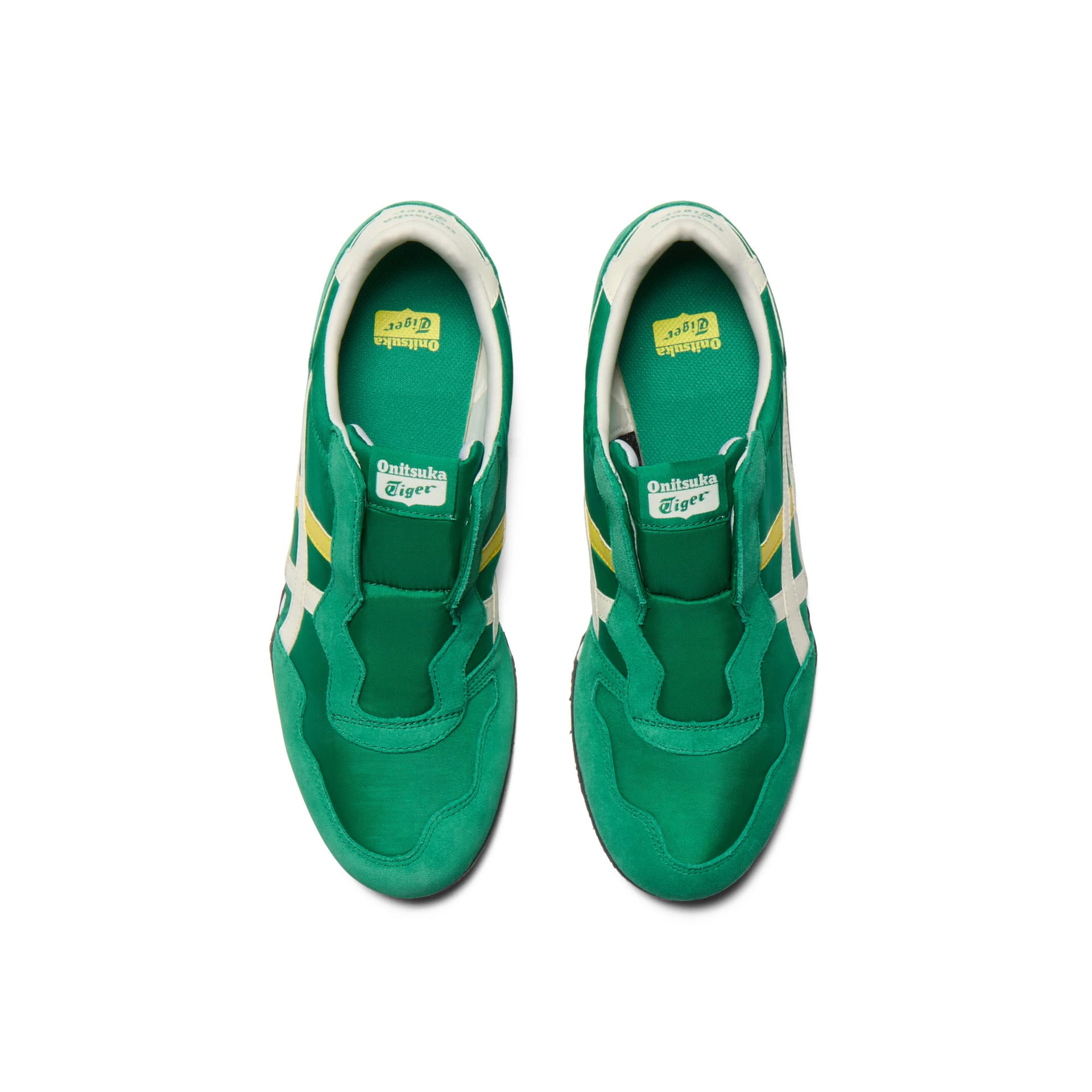 Кроссовки Onitsuka Tiger Serrano Slip-On Ткань Повседневная Обувь Унисекс Зеленый Бежевый - изображение 5