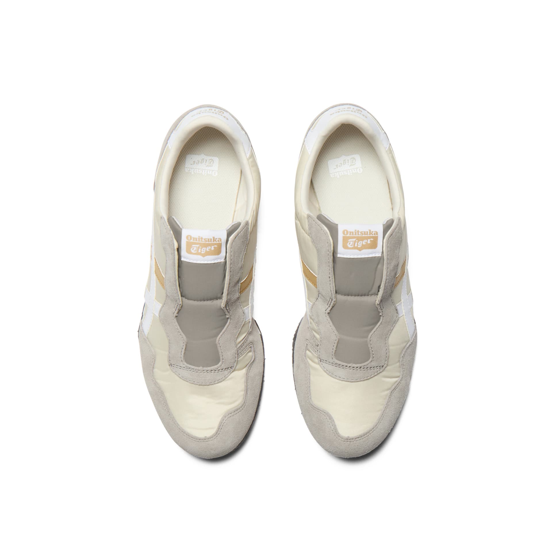 Кроссовки Onitsuka Tiger Serrano Slip-On Ткань Повседневная Обувь Унисекс Бежевый Белый - изображение 5