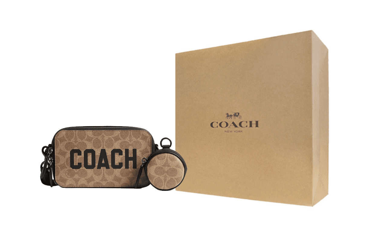 Сумка через плечо COACH 19 Classic Signature Crossbody Small Brown Yellow - изображение 5