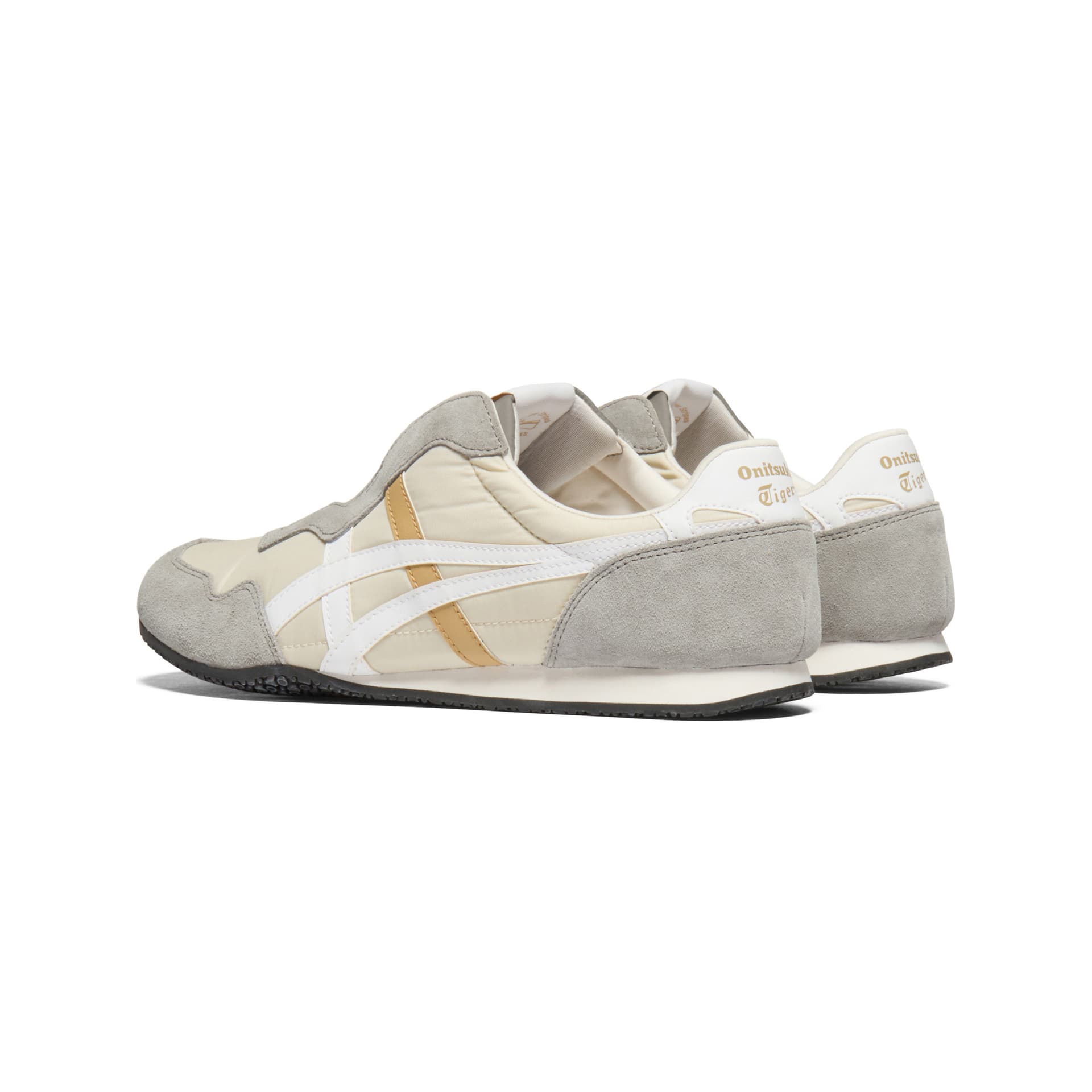 Кроссовки Onitsuka Tiger Serrano Slip-On Ткань Повседневная Обувь Унисекс Бежевый Белый - изображение 4