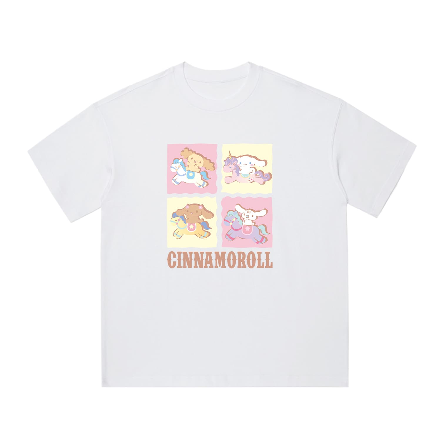 Футболка Sanrio x Cinnamoroll Совместная коллекция Год Лошади 260 г 100% хлопок Универсальный Экстра свободный Круглый вырез Унисекс - изображение 1