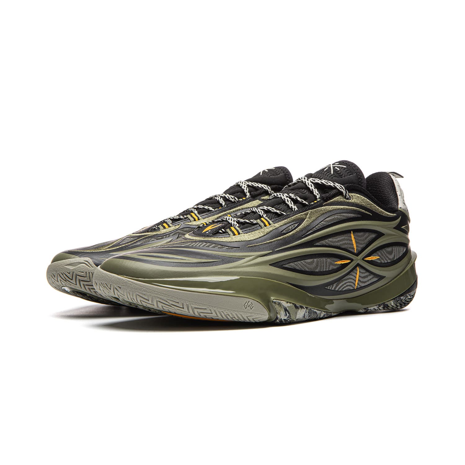 Кроссовки для баскетбола Li-Ning Wade 808 5 Ultra v2 Старая гвардия Легкий гибкий стабильный поддержка покрытие антискручивание амортизация износостойкий отскок сцепление лоу-топы баскетбольные кроссовки мужской чёрно-зеленый - изображение 3