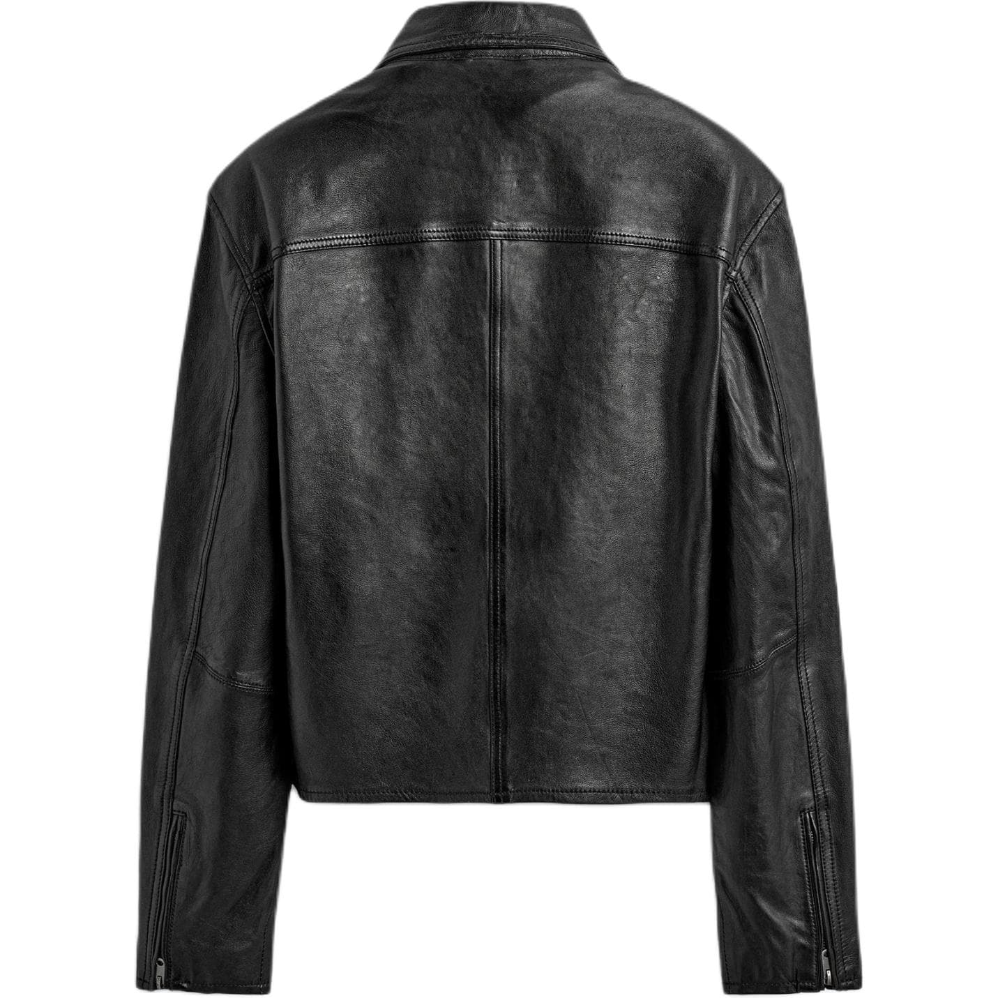 Кожаная куртки ZARA Черные Мужские Кожаные Куртки - изображение 2