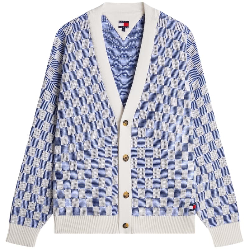Tommy Hilfiger Синий Белый Клетка C8O Мужской Трикотаж - изображение 1