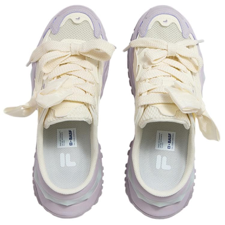 Сандалии FILA FUSION BIANCO MULE Женские тапочки кремово-белого ирисового фиолетового цвета - изображение 6