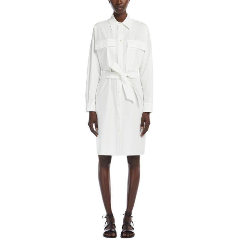 Платье WEEKEND MaxMara Длинное платье с длинными рукавами для женщин белое - изображение 2