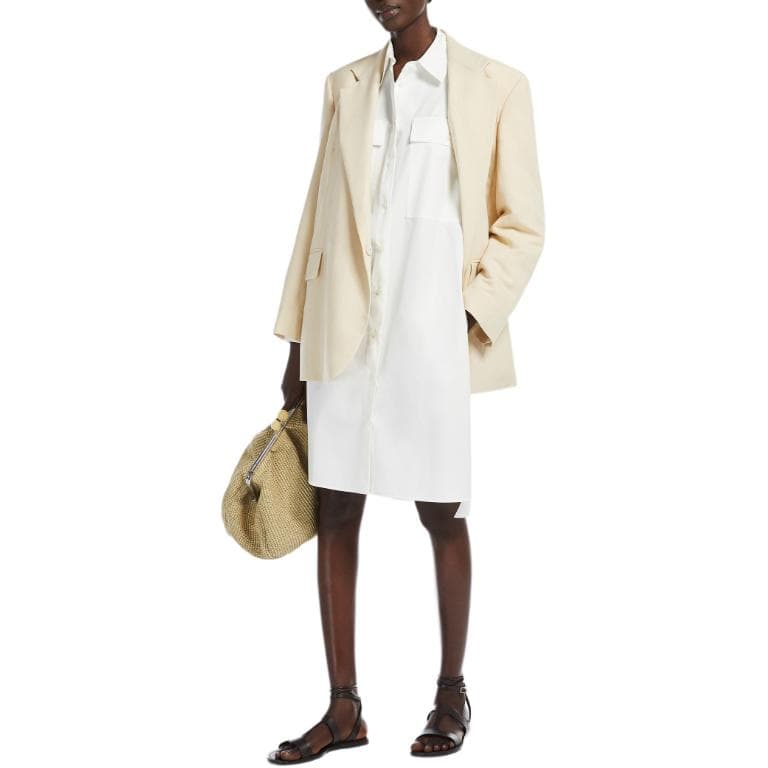 Платье WEEKEND MaxMara Длинное платье с длинными рукавами для женщин белое - изображение 4