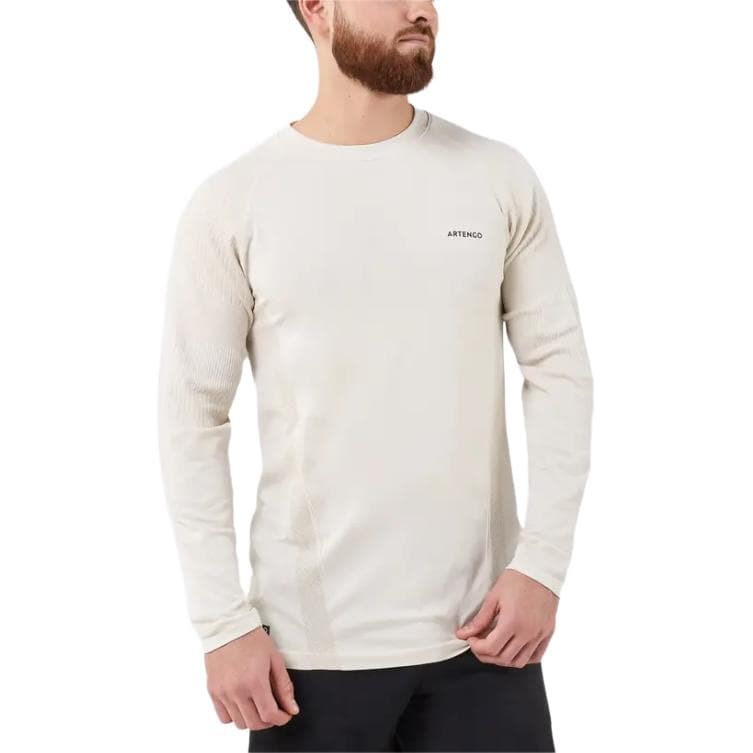 Футболка DECATHLON ARTENGO T Рубашка Мужская Светло-Белая Мел-Серый Экрю - изображение 2