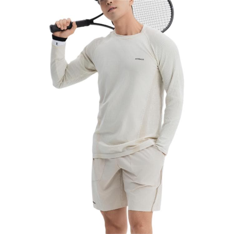 Футболка DECATHLON ARTENGO T Рубашка Мужская Светло-Белая Мел-Серый Экрю - изображение 3