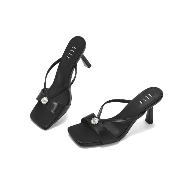 Шлёпанцы ELLE Высокие каблуки Тапочки Одиночные Шнуровые Сандалии Женские 2026 Женская обувь - изображение 4