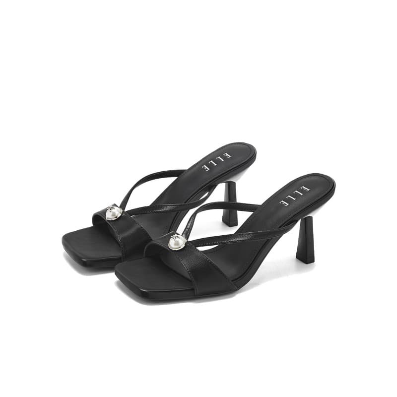 Шлёпанцы ELLE Высокие каблуки Тапочки Одиночные Шнуровые Сандалии Женские 2026 Женская обувь - изображение 2