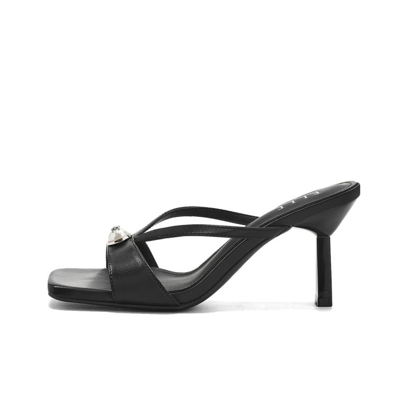 Шлёпанцы ELLE Высокие каблуки Тапочки Одиночные Шнуровые Сандалии Женские 2026 Женская обувь - изображение 1