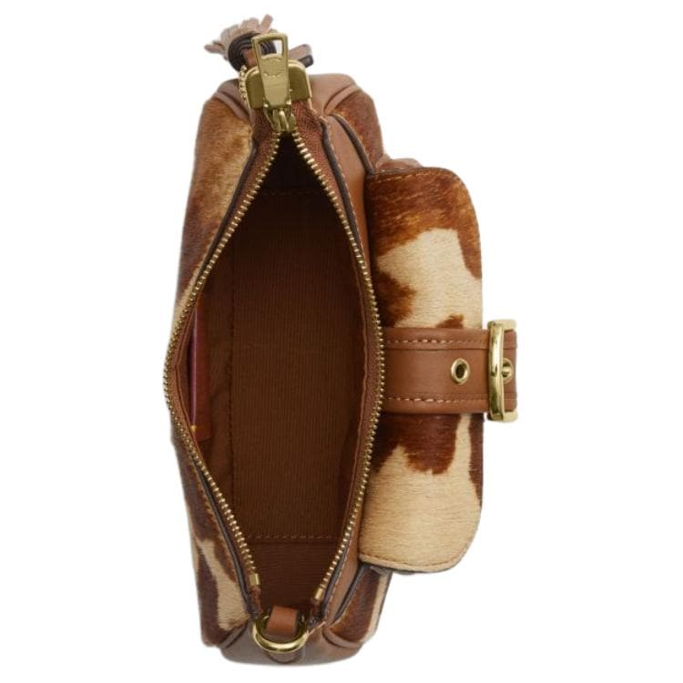 Мини-сумка COACH Ashton Бычья кожа с мехом с коровьей кожей Сумка через плечо Мини-версия Женская Коричневая - изображение 5