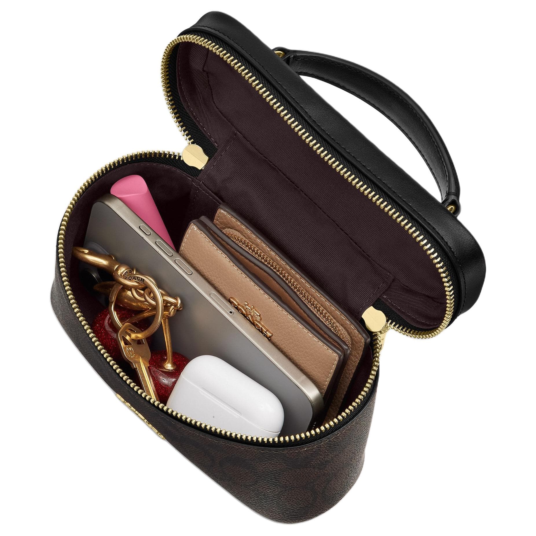 Сумка COACH Искусственная кожа с коровьей кожей маленькие женские сумки коричневого и черного цвета - изображение 4