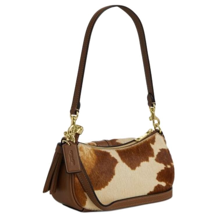 Мини-сумка COACH Ashton Бычья кожа с мехом с коровьей кожей Сумка через плечо Мини-версия Женская Коричневая - изображение 2