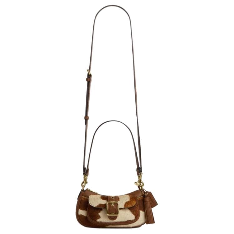 Мини-сумка COACH Ashton Бычья кожа с мехом с коровьей кожей Сумка через плечо Мини-версия Женская Коричневая - изображение 3