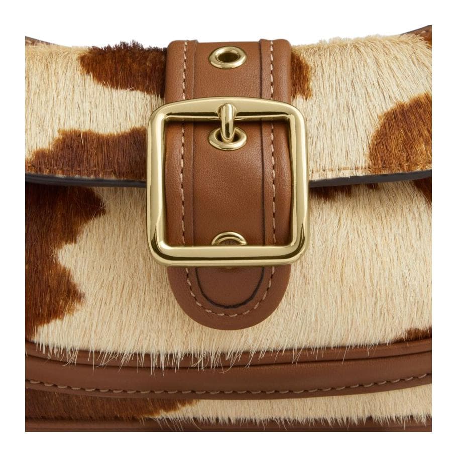 Мини-сумка COACH Ashton Бычья кожа с мехом с коровьей кожей Сумка через плечо Мини-версия Женская Коричневая - изображение 7