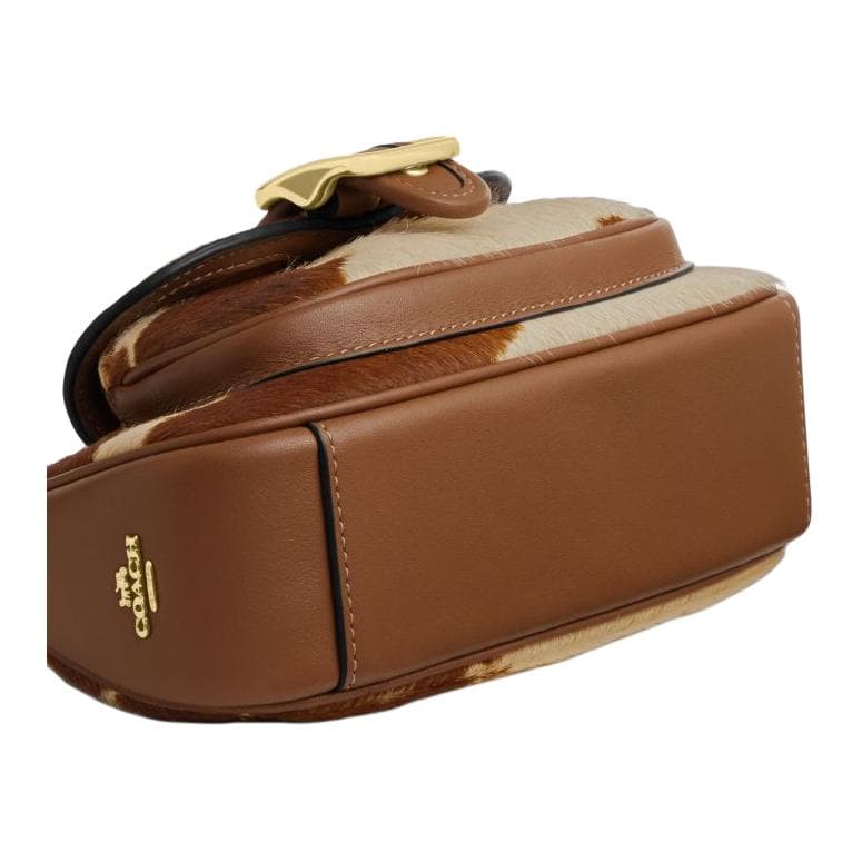 Мини-сумка COACH Ashton Бычья кожа с мехом с коровьей кожей Сумка через плечо Мини-версия Женская Коричневая - изображение 6