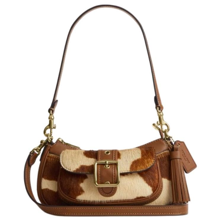 Мини-сумка COACH Ashton Бычья кожа с мехом с коровьей кожей Сумка через плечо Мини-версия Женская Коричневая - изображение 1