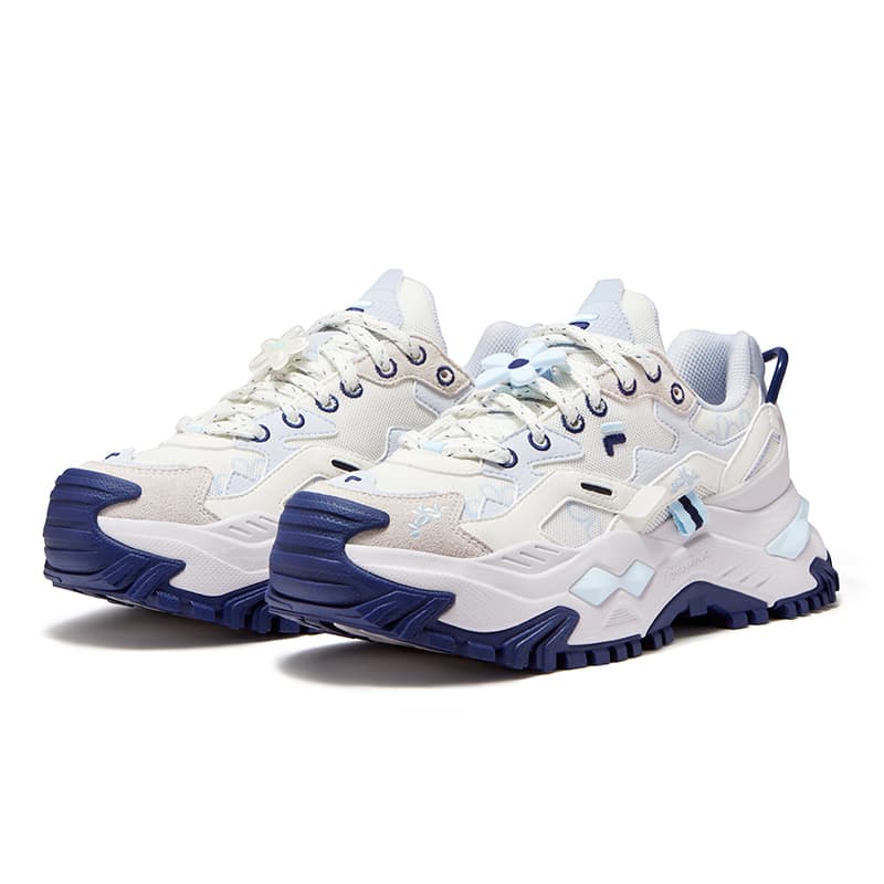 Кроссовки FILA FUSION Бьянко Аbrasion Resistant Дышащий Массивные кроссовки Женские Снег Ancient Вода Синий - изображение 3